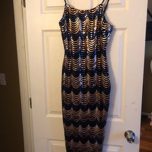 Akira Sequin Dress. Black. Gold. Blue. New! Small